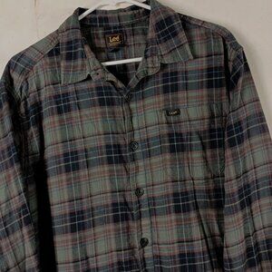 Lee Flannel Plaid Shirt Mens XL Green Grunge 90s Cabincore Workshirt Outdoor